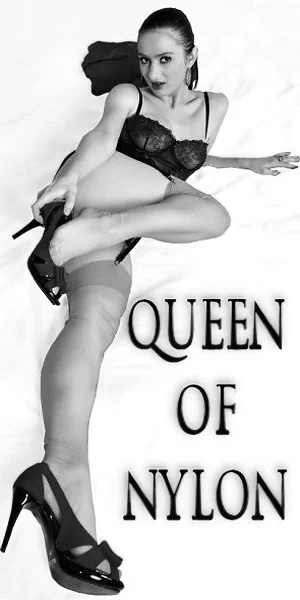 Queen of Nylon picture of beautiful lady in classic nylon stockings